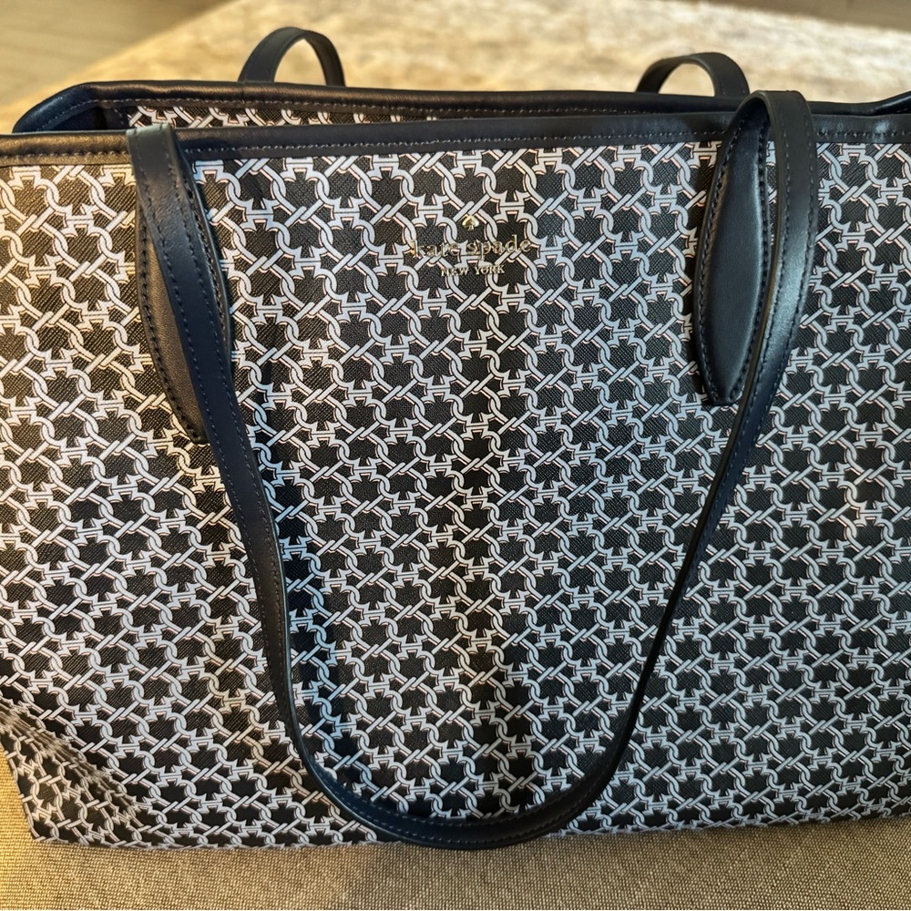 Navy & White Patterned Kate Spade Tote Bag